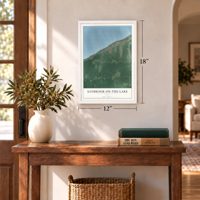 Saybrook-on-the-Lake, Ohio map, 12 x 18 inch print in a white frame in an entryway