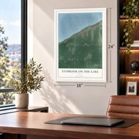 Saybrook-on-the-Lake, Ohio map, 18 x 24 inch print in a white frame in a home office