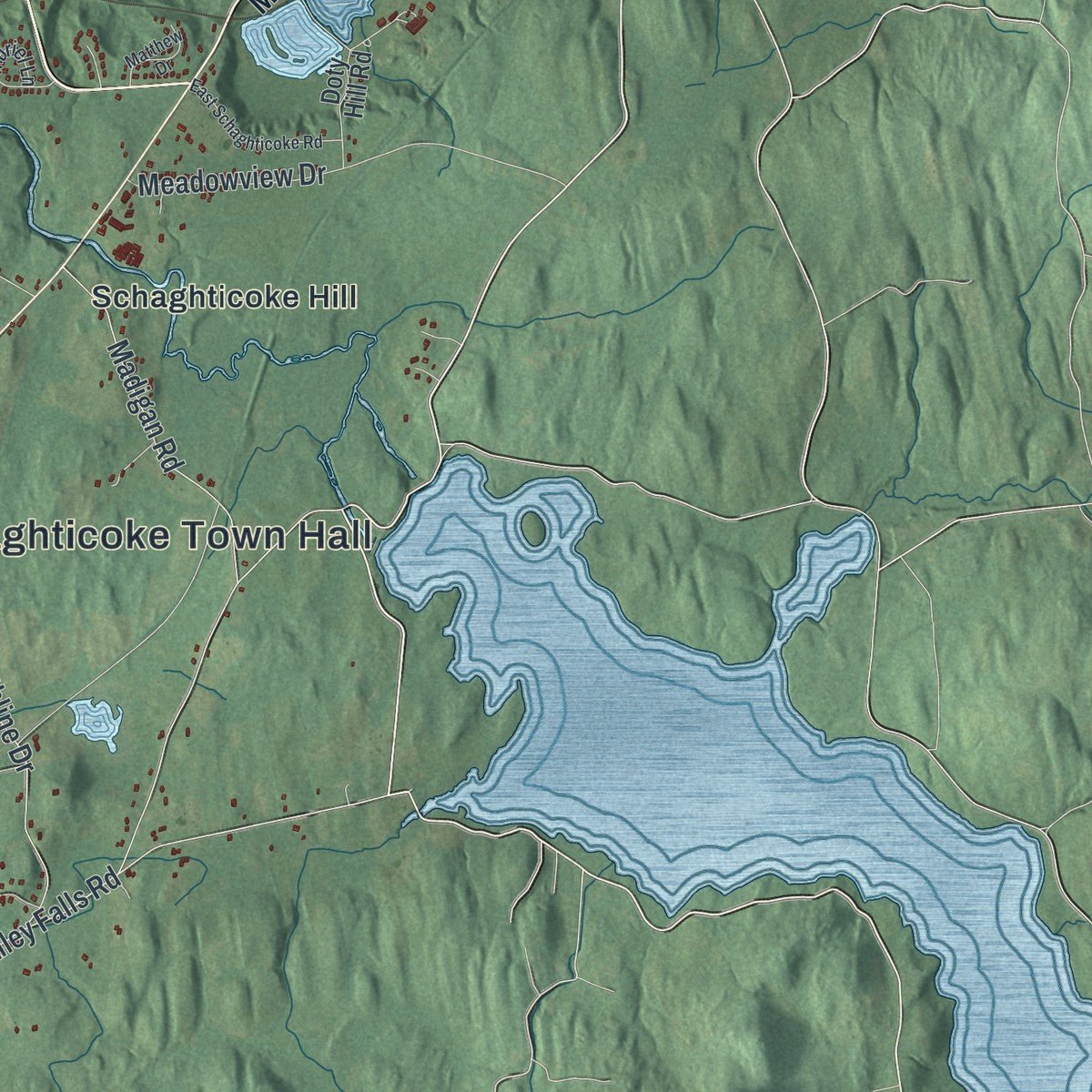 Second close-up of the map of Schaghticoke, New York print showing more streets and buildings