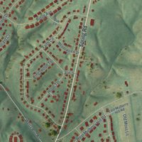 Second close-up of the map of Schlusser, Pennsylvania print showing more streets and buildings