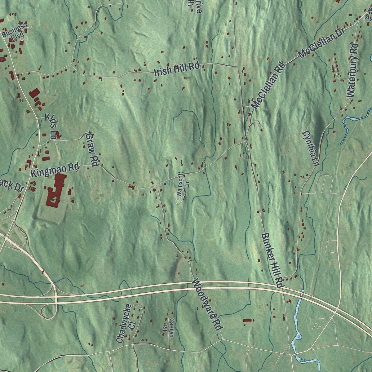 Second close-up of the map of Schodack, New York print showing more streets and buildings