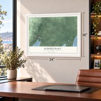 Schoolcraft, Houghton County, Michigan map, 18 x 24 inch print in a white frame in a home office