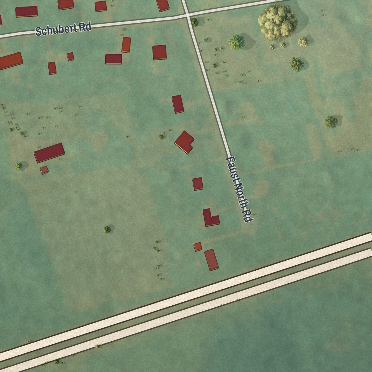 Second close-up of the map of Schubert, Pennsylvania print showing more streets and buildings