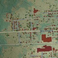 Second close-up of the map of Schulenburg, Texas print showing more streets and buildings