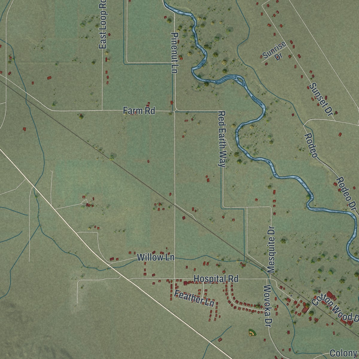 Second close-up of the map of Schurz, Nevada print showing more streets and buildings