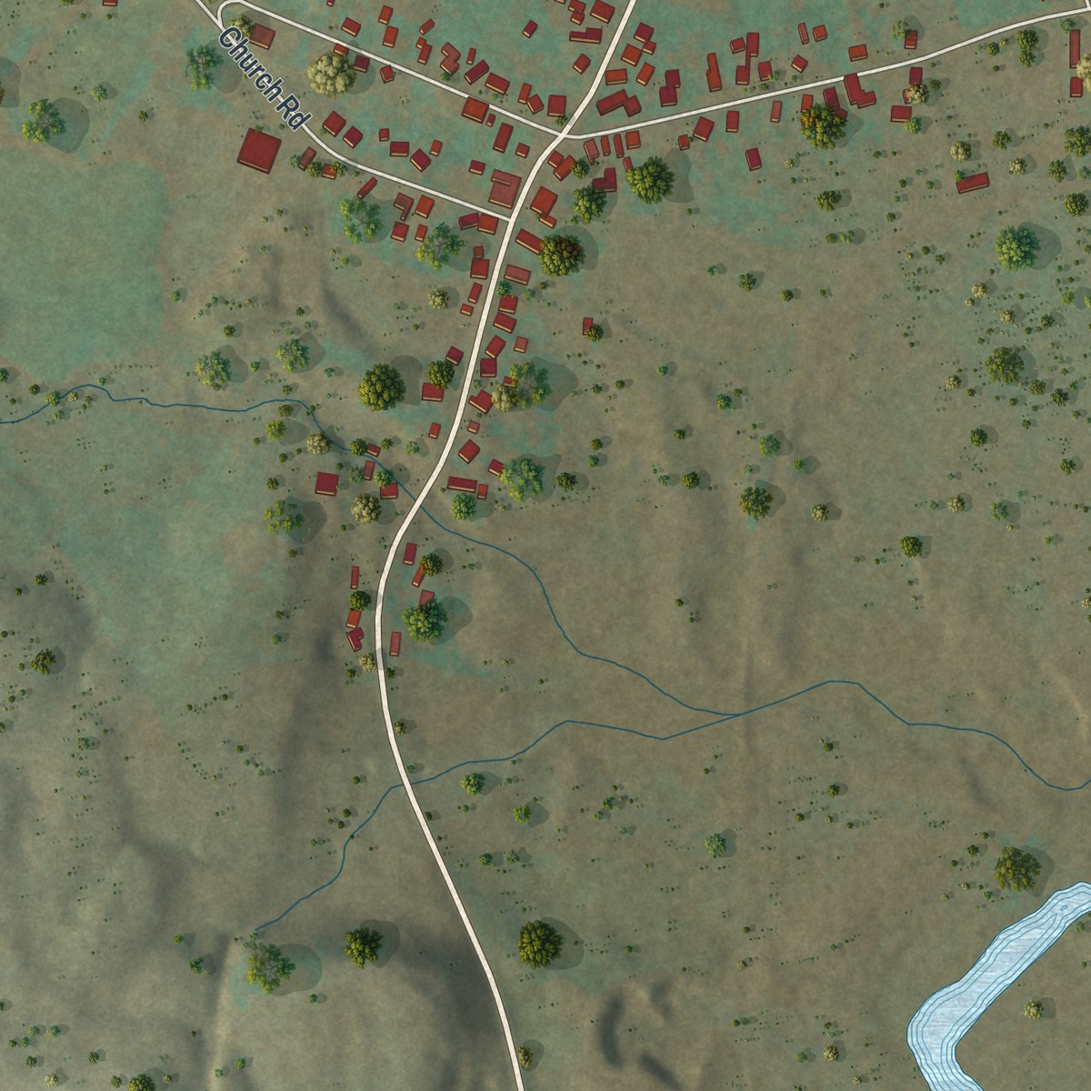 Second close-up of the map of Schuyler Lake, New York print showing more streets and buildings