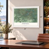 Schuylkill, Chester County, Pennsylvania map, 18 x 24 inch print in a white frame in a home office