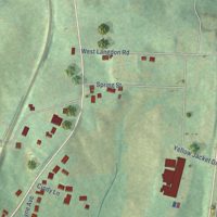 Second close-up of the map of Science Hill, Kentucky print showing more streets and buildings