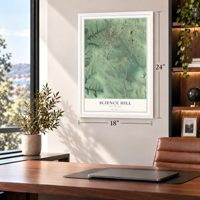Science Hill, Kentucky map, 18 x 24 inch print in a white frame in a home office