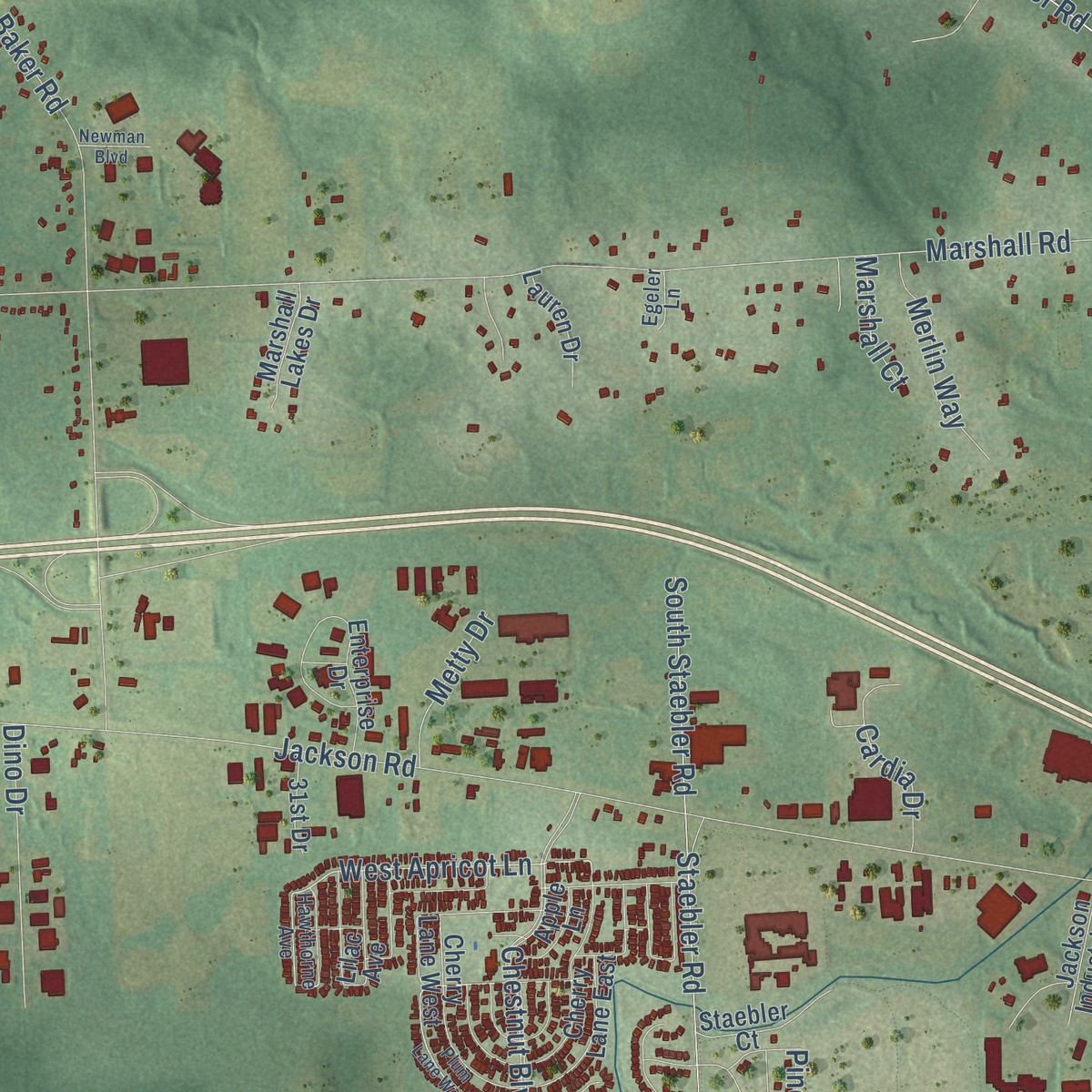 Second close-up of the map of Scio, Michigan print showing more streets and buildings
