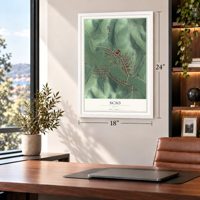 Scio, Ohio map, 18 x 24 inch print in a white frame in a home office