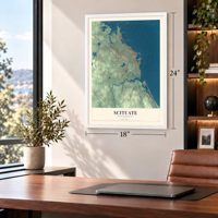 Scituate, Massachusetts map, 18 x 24 inch print in a white frame in a home office