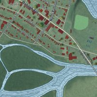 Second close-up of the map of Scotia, New York print showing more streets and buildings
