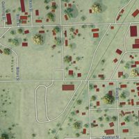 Second close-up of the map of Scotland, South Dakota print showing more streets and buildings