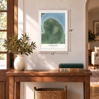 Scotland, Virginia map, 12 x 18 inch print in a white frame in an entryway
