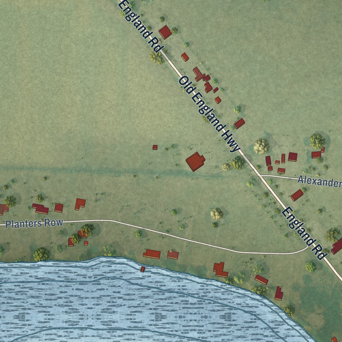 Second close-up of the map of Scott, Arkansas print showing more streets and buildings