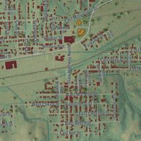 Second close-up of the map of Scott City, Missouri print showing more streets and buildings