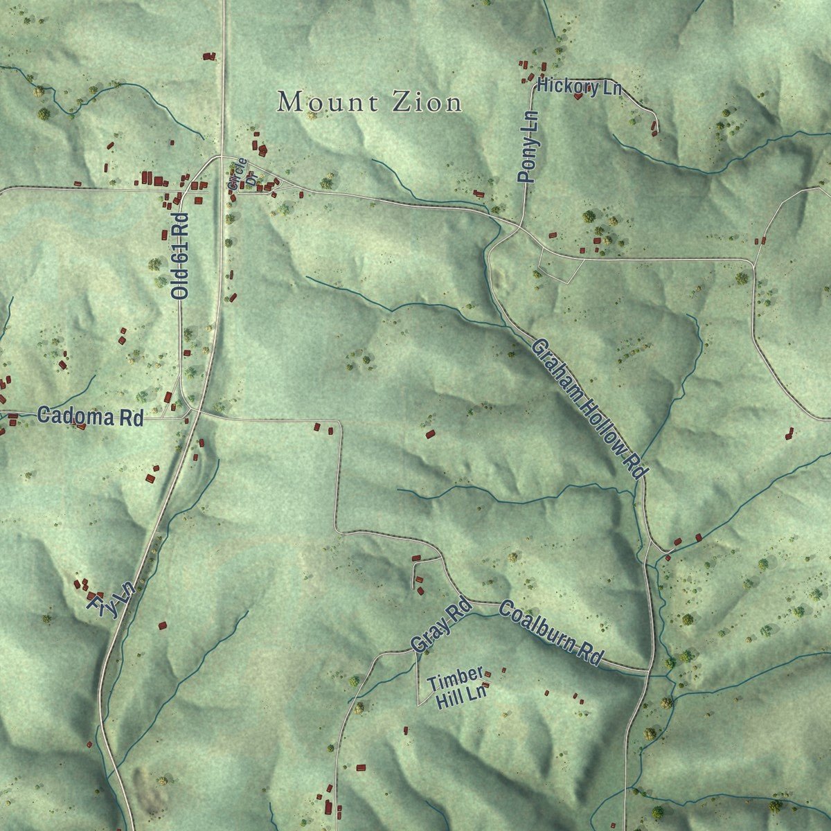 Second close-up of the map of Scott, Crawford County, Wisconsin print showing more streets and buildings