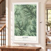 Scott, Crawford County, Wisconsin map, 24 x 36 inch print in a white frame by a staircase