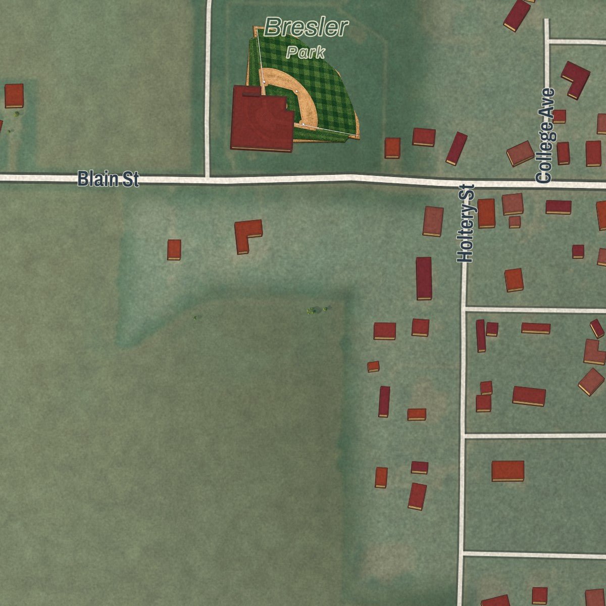 Second close-up of the map of Scott, Ohio print showing more streets and buildings