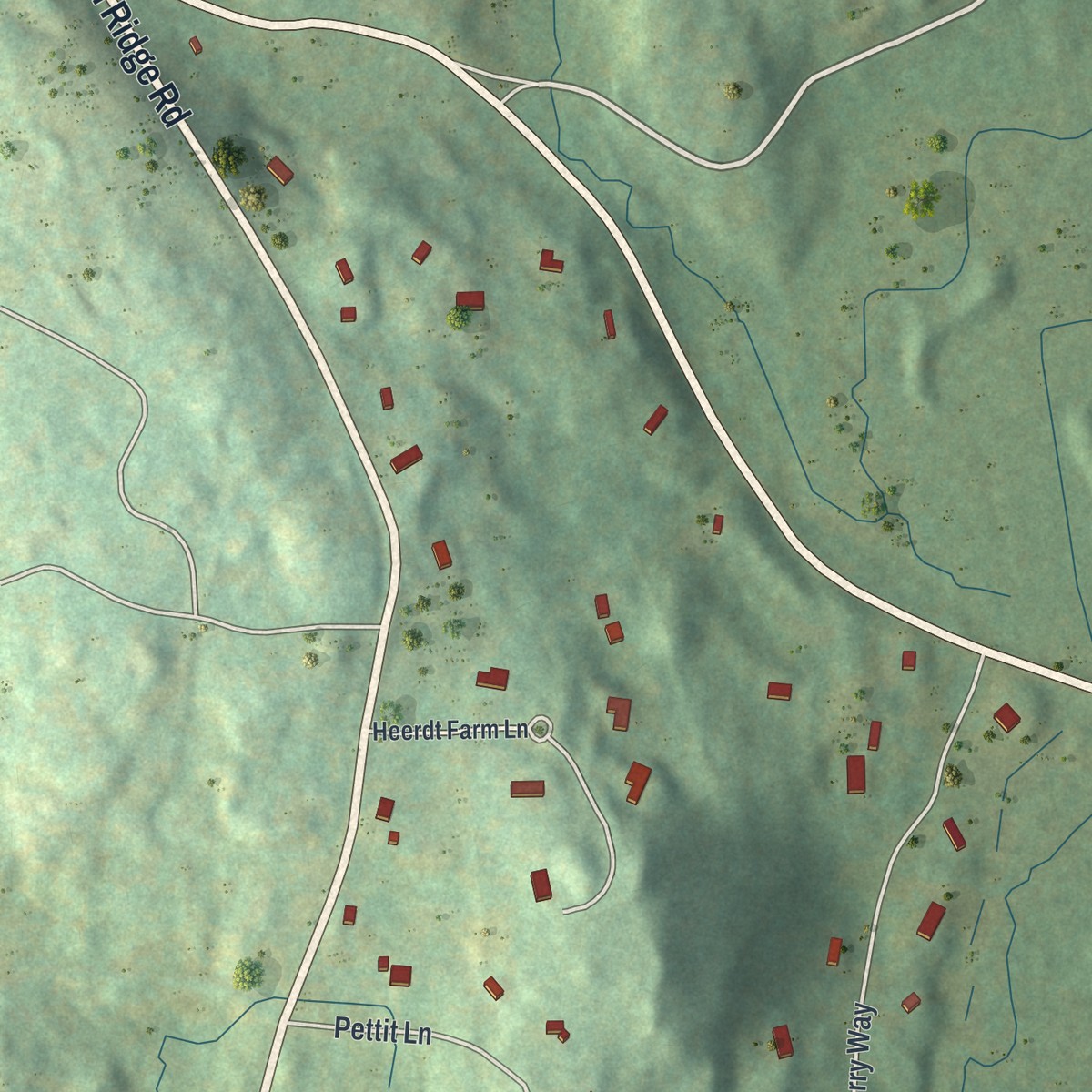Second close-up of the map of Scotts Corners, New York print showing more streets and buildings