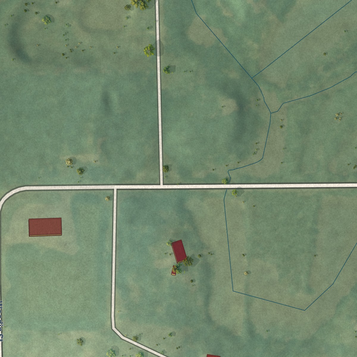 Second close-up of the map of Scotts, Michigan print showing more streets and buildings