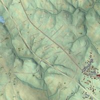 Second close-up of the map of Scotts, North Carolina print showing more streets and buildings