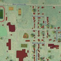 Second close-up of the map of Scottville, Michigan print showing more streets and buildings