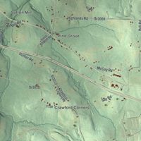 Second close-up of the map of Scrubgrass, Pennsylvania print showing more streets and buildings