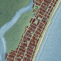 Second close-up of the map of Sea Isle City, New Jersey print showing more streets and buildings