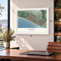 Seacliff, California map, 18 x 24 inch print in a white frame in a home office