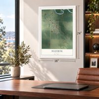 Seaforth, Minnesota map, 18 x 24 inch print in a white frame in a home office