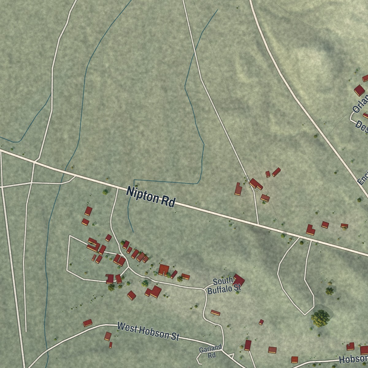 Second close-up of the map of Searchlight, Nevada print showing more streets and buildings