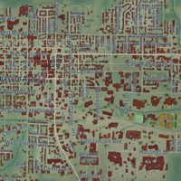 Second close-up of the map of Searcy, Arkansas print showing more streets and buildings