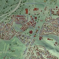 Second close-up of the map of Seaside, California print showing more streets and buildings