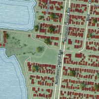 Second close-up of the map of Seaside Park, New Jersey print showing more streets and buildings