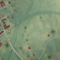 Second close-up of the map of Sebastopol, Mississippi print showing more streets and buildings