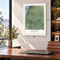 Sebewaing, Huron County, Michigan map, 18 x 24 inch print in a white frame in a home office