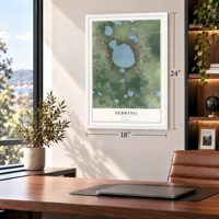 Sebring, Florida map, 18 x 24 inch print in a white frame in a home office
