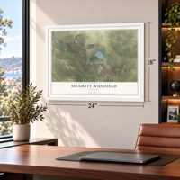 Security-Widefield, Colorado map, 18 x 24 inch print in a white frame in a home office
