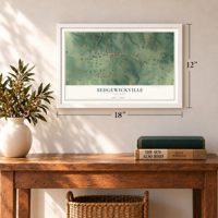 Sedgewickville, Missouri map, 12 x 18 inch print in a white frame in an entryway