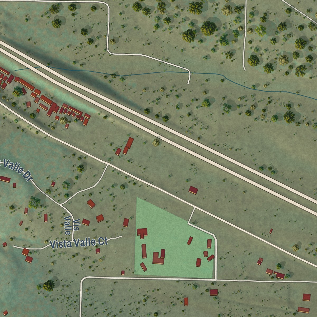 Second close-up of the map of Sedillo, New Mexico print showing more streets and buildings