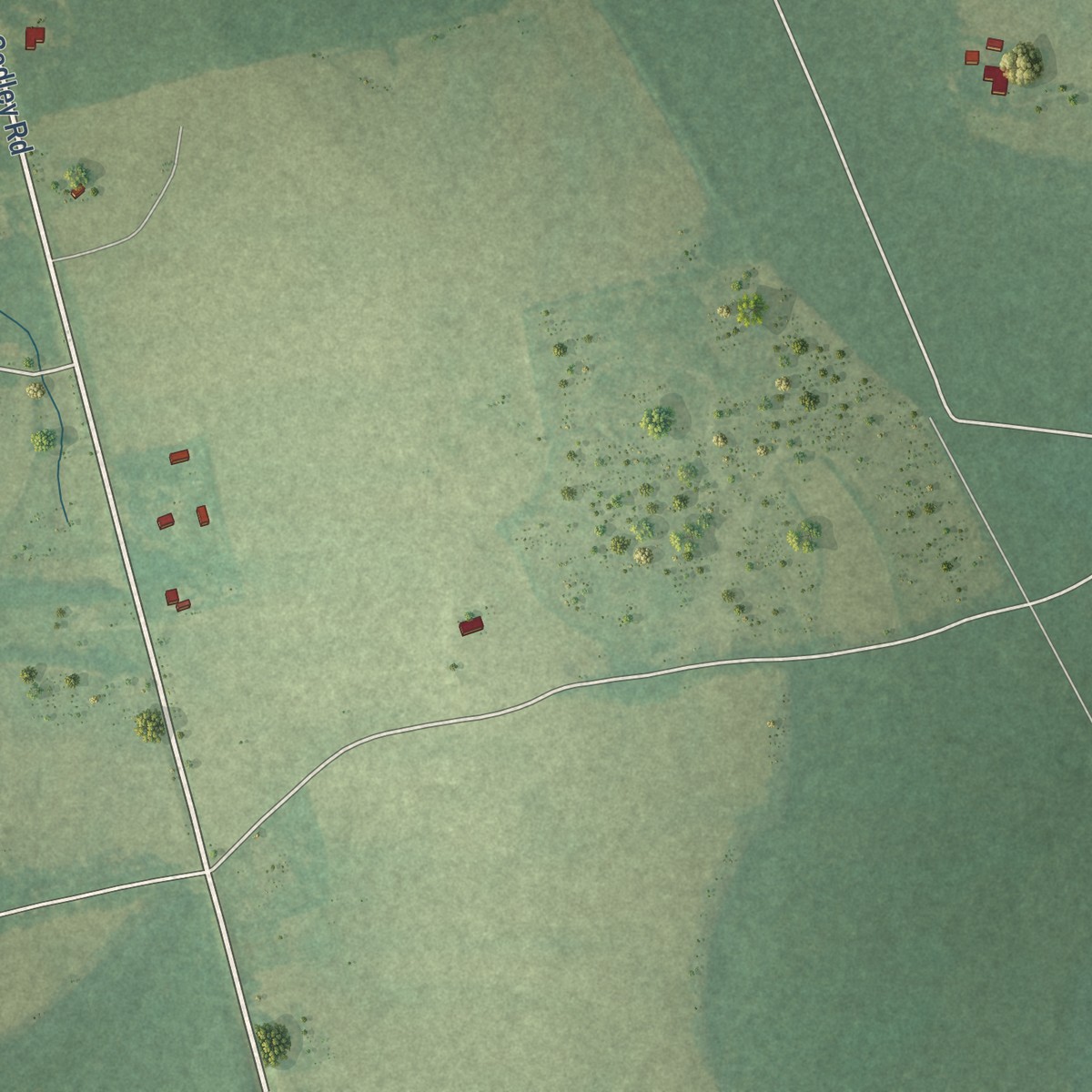 Second close-up of the map of Sedley, Virginia print showing more streets and buildings