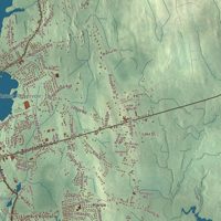 Close-up of the map of Seekonk, Massachusetts print showing terrain and local geography