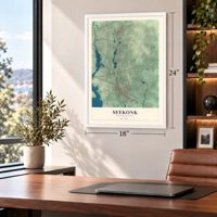 Seekonk, Massachusetts map, 18 x 24 inch print in a white frame in a home office