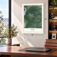 Seeley, New Jersey map, 18 x 24 inch print in a white frame in a home office