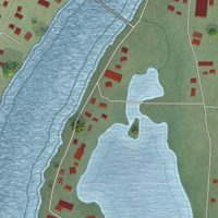 Second close-up of the map of Selawik, Alaska print showing more streets and buildings