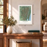 Selinsgrove, Pennsylvania map, 12 x 18 inch print in a white frame in an entryway