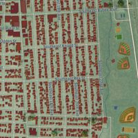 Second close-up of the map of Sellwood-Moreland, Oregon print showing more streets and buildings