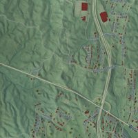 Second close-up of the map of Selmer, Tennessee print showing more streets and buildings